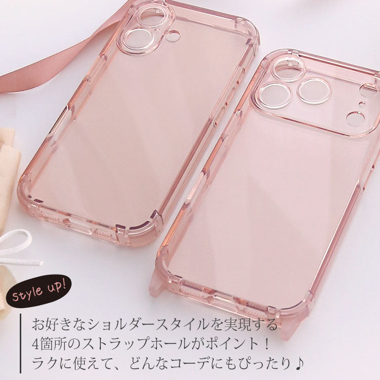 【ストラップセット or ケース単品】4カラー|ストラップホール付け替え可能|4WAYクリアiPhoneケース