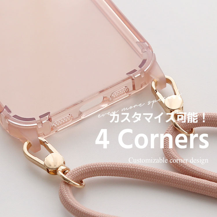 【ストラップセット or ケース単品】4カラー|ストラップホール付け替え可能|4WAYクリアiPhoneケース