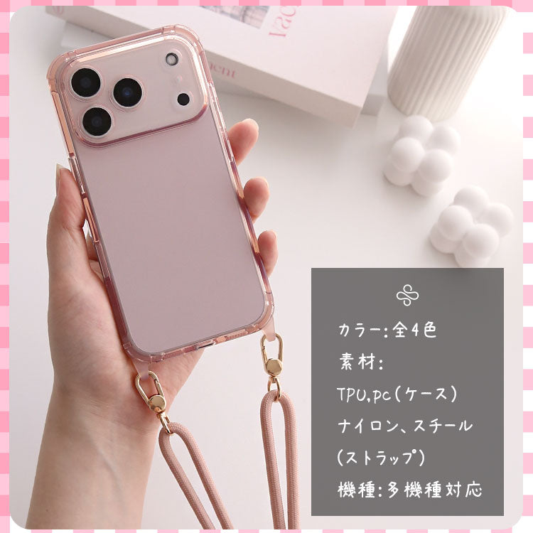 【ストラップセット or ケース単品】4カラー|ストラップホール付け替え可能|4WAYクリアiPhoneケース
