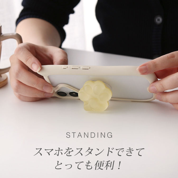肉球スマホグリップ |全11色のマットクリア×ミルキーパステルデザイン