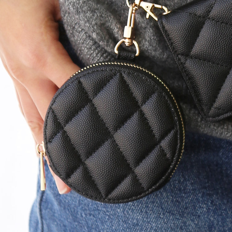 ゴールドカラビナ付き|キルティング柄【8色展開】|ミニコインケース