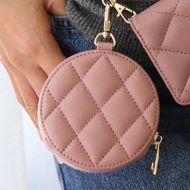 ゴールドカラビナ付き|キルティング柄【8色展開】|ミニコインケース