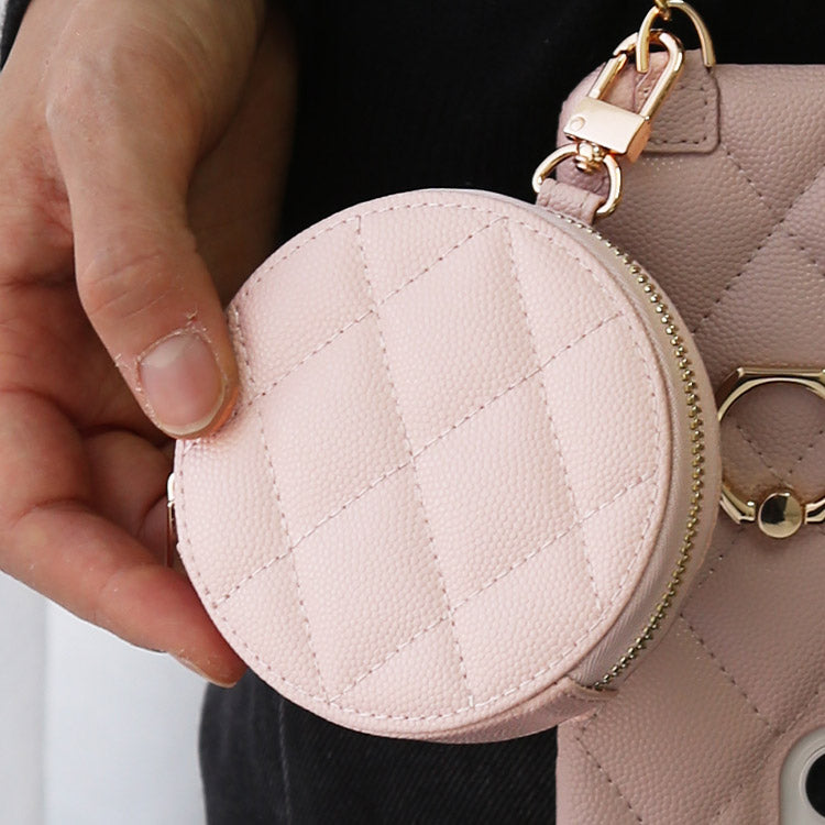 ゴールドカラビナ付き|キルティング柄【8色展開】|ミニコインケース