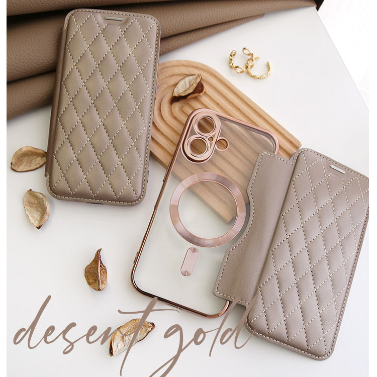 MagSafe対応手帳型キルティングiPhoneケース