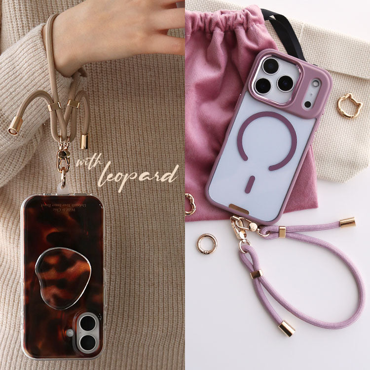 【選べるパッチ＆カラビナ】ストラップ17色｜親子で使えるスマホショルダーストラップorハンドストラップ