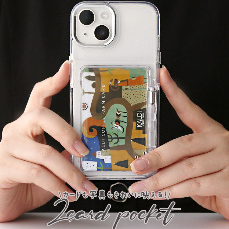クリアiPhoneケース｜蓋つきカード収納付き｜ 全5色[iPhone16/15
