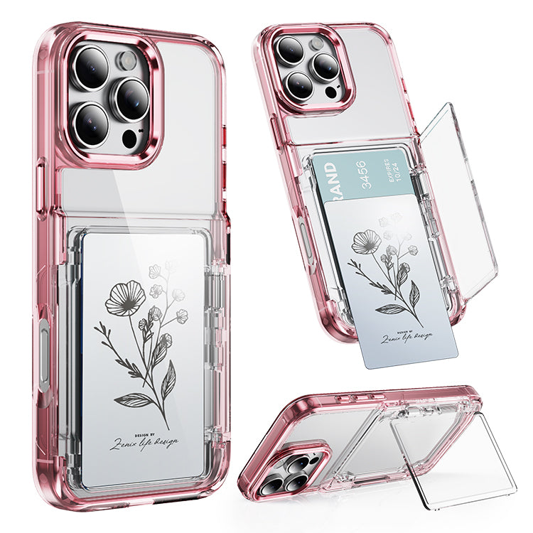 クリアiPhoneケース｜蓋つきカード収納付き｜ 全5色[iPhone16/15/14/13シリーズ]