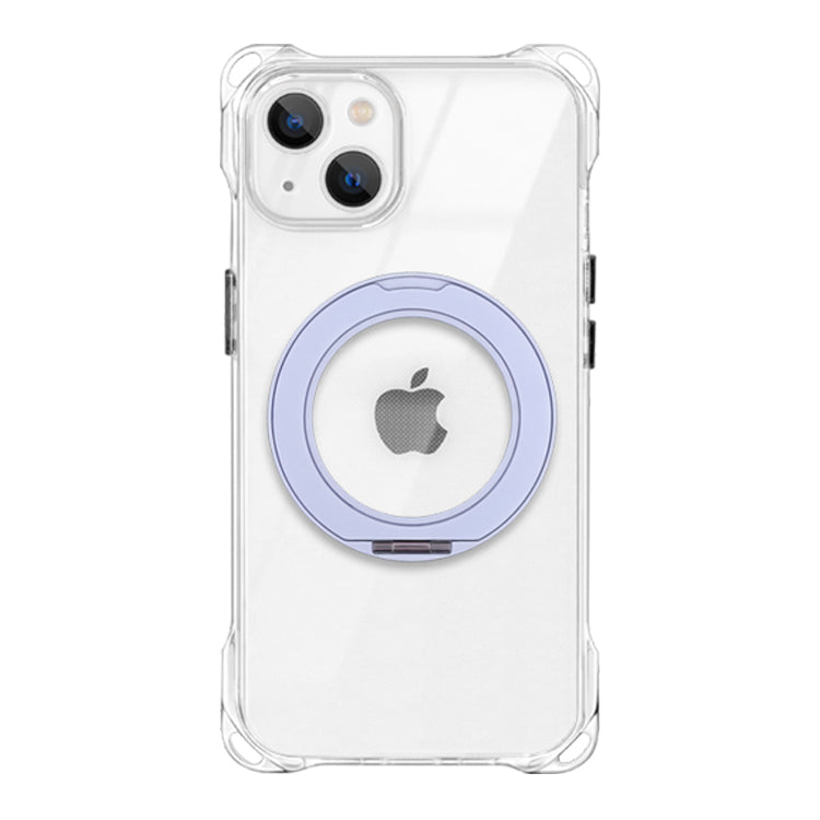 【Magsafe対応360°回転リングスタンドセット】4つ角ホール付きクリアケース　iPhoneケース