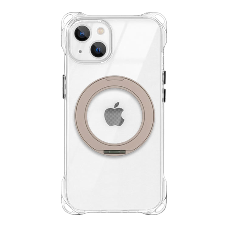 【Magsafe対応360°回転リングスタンドセット】4つ角ホール付きクリアケース　iPhoneケース