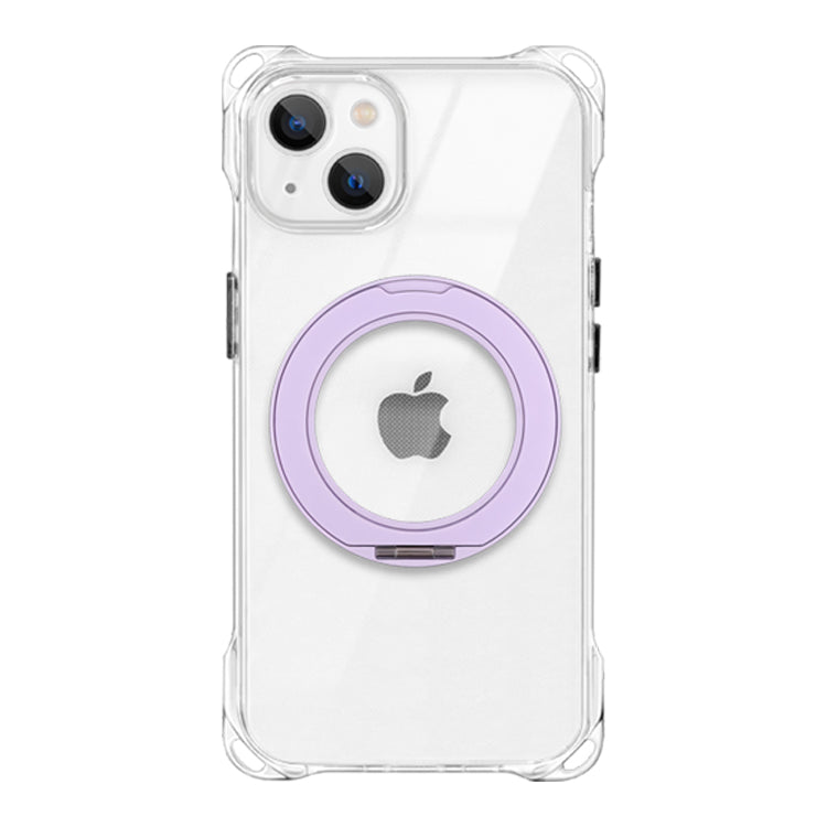 【Magsafe対応360°回転リングスタンドセット】4つ角ホール付きクリアケース　iPhoneケース
