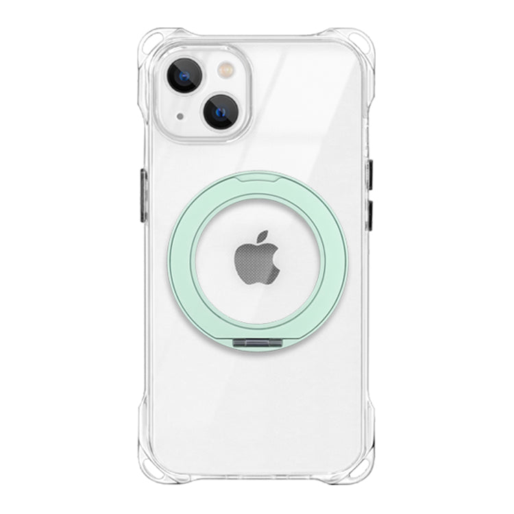 【Magsafe対応360°回転リングスタンドセット】4つ角ホール付きクリアケース　iPhoneケース