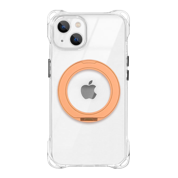 【Magsafe対応360°回転リングスタンドセット】4つ角ホール付きクリアケース　iPhoneケース