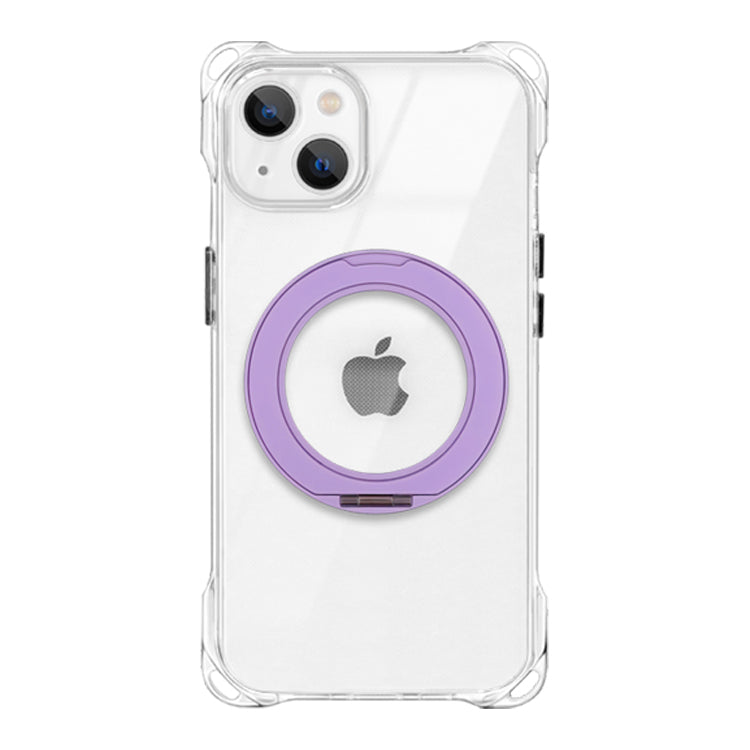 【Magsafe対応360°回転リングスタンドセット】4つ角ホール付きクリアケース　iPhoneケース