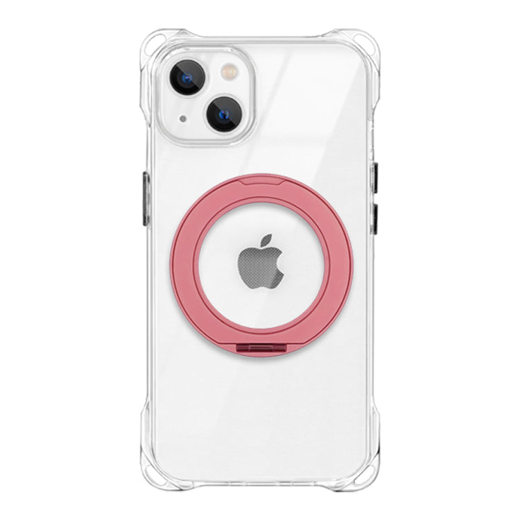 【Magsafe対応360°回転リングスタンドセット】4つ角ホール付きクリアケース　iPhoneケース