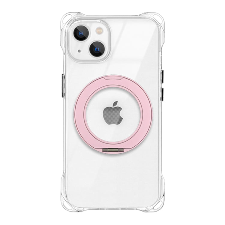 【Magsafe対応360°回転リングスタンドセット】4つ角ホール付きクリアケース　iPhoneケース