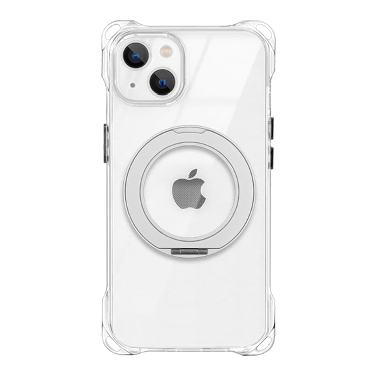 【Magsafe対応360°回転リングスタンドセット】4つ角ホール付きクリアケース　iPhoneケース