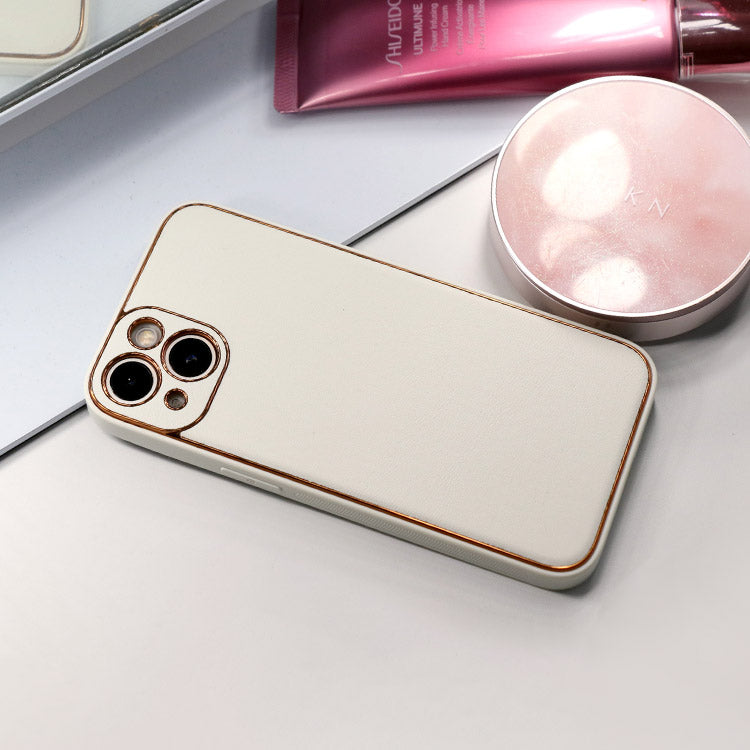 【ショルダーストラッププレゼント】ゴールドライン｜シンプルエレガンス プレミアム PUレザー iPhoneケース[iPhone12/11/SEシリーズ]