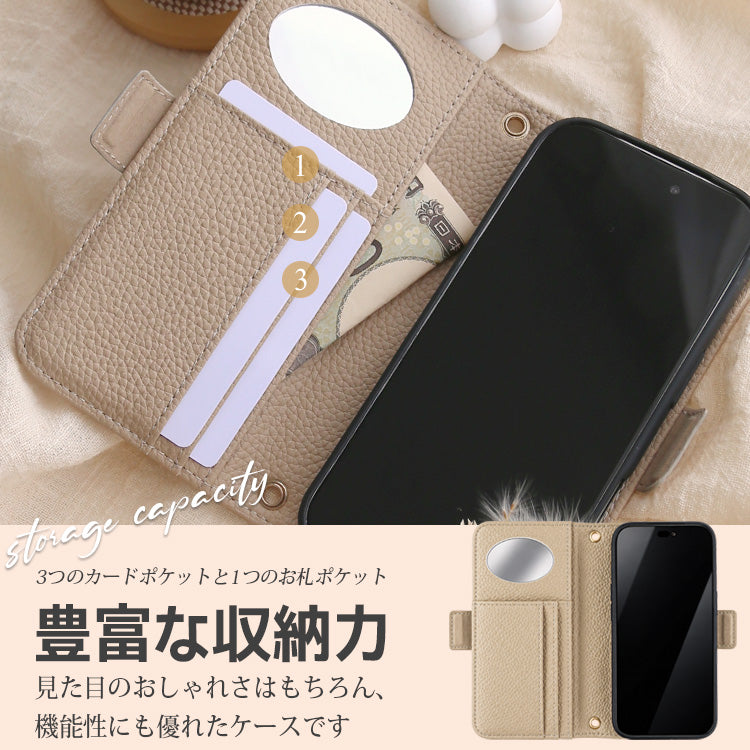 くすみカラー ｜ストラップホール付き｜ 収納ポケット｜手帳型 iPhoneケース
