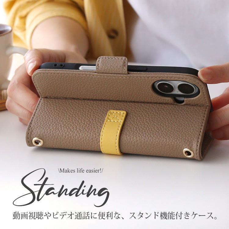 くすみカラー ｜ストラップホール付き｜ 収納ポケット｜手帳型 iPhoneケース