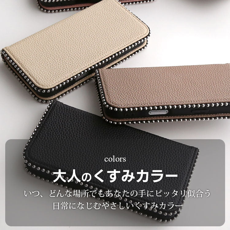 くすみカラー ｜ストラップホール付き｜ 収納ポケット｜手帳型 iPhoneケース