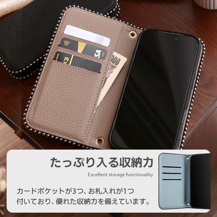 くすみカラー ｜ストラップホール付き｜ 収納ポケット｜手帳型 iPhoneケース