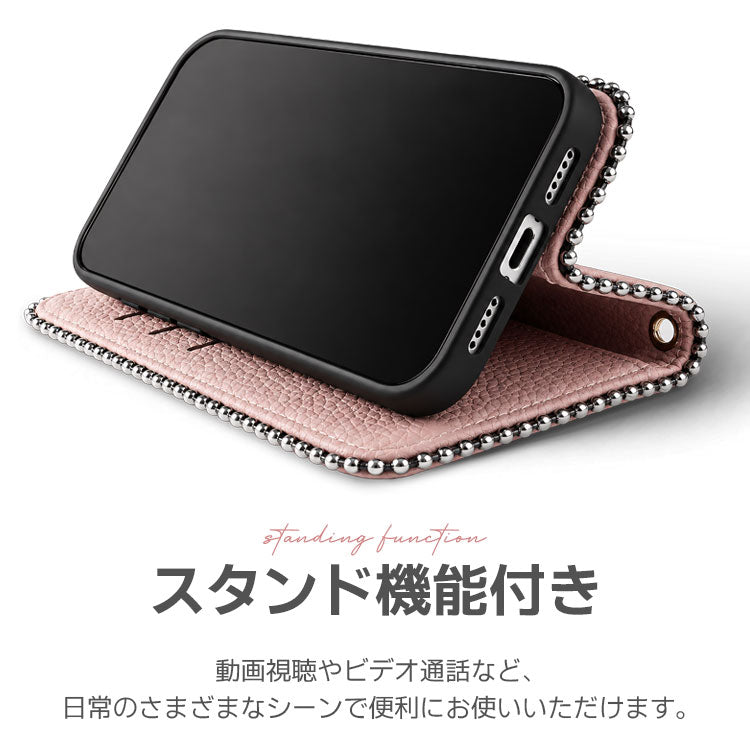 くすみカラー ｜ストラップホール付き｜ 収納ポケット｜手帳型 iPhoneケース