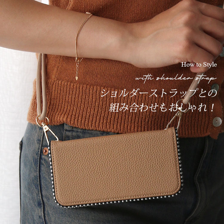 くすみカラー ｜ストラップホール付き｜ 収納ポケット｜手帳型 iPhoneケース