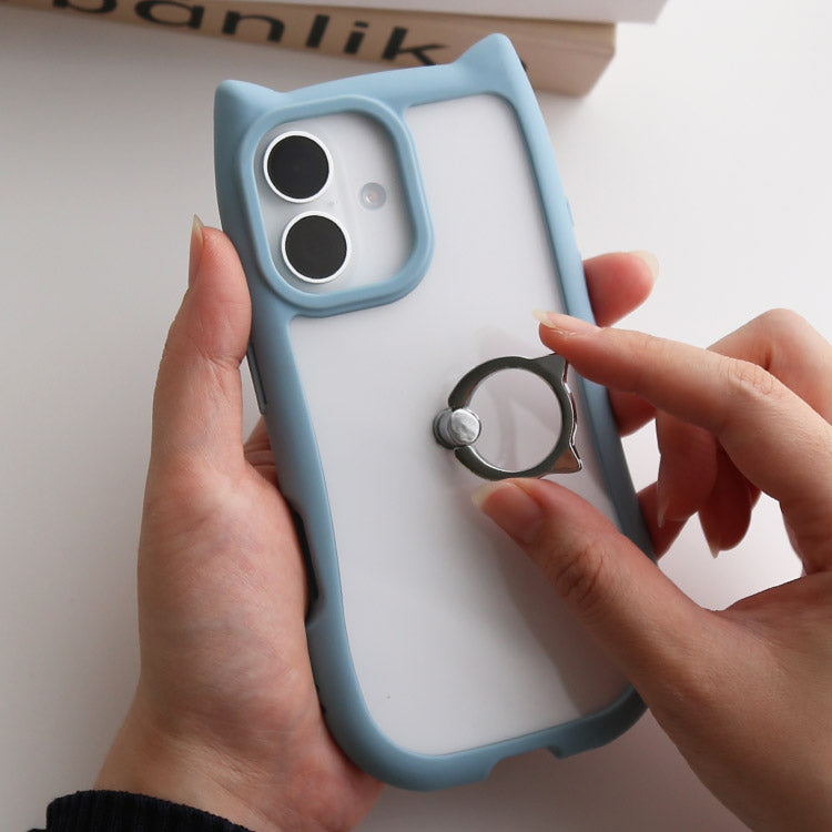 【ショルダーストラッププレゼント】背面リング搭載ネコミミiPhoneケース[iPhone16シリーズ]