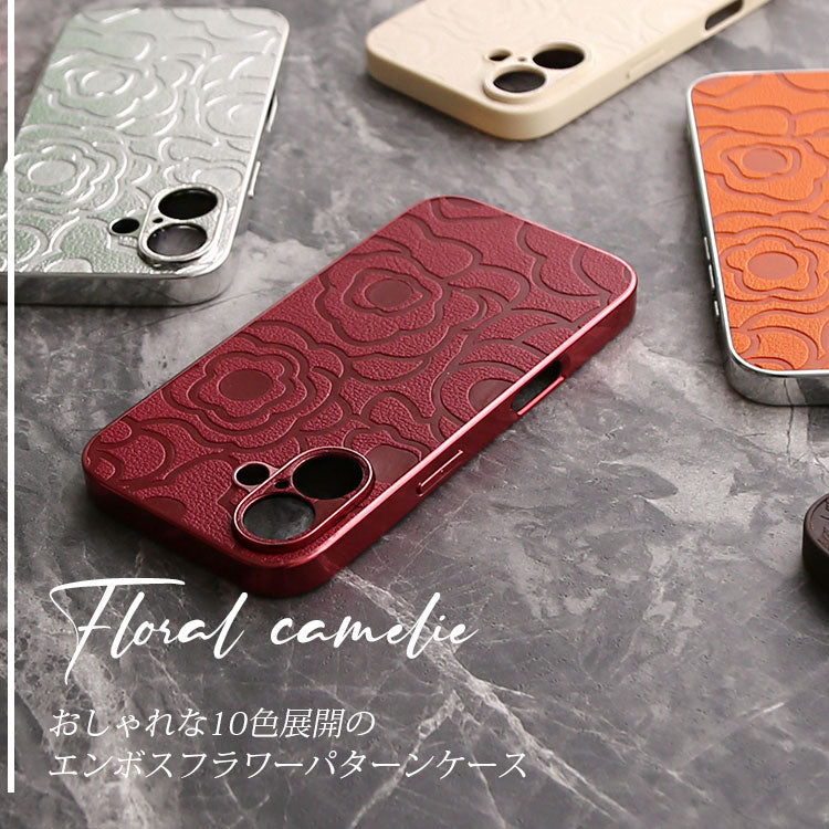 《選べる単品 or リストストラップセット（ショルダー特典つき）》カメリア柄 iPhoneケース｜【CAMÉLIE】大人かわいい10色展開
