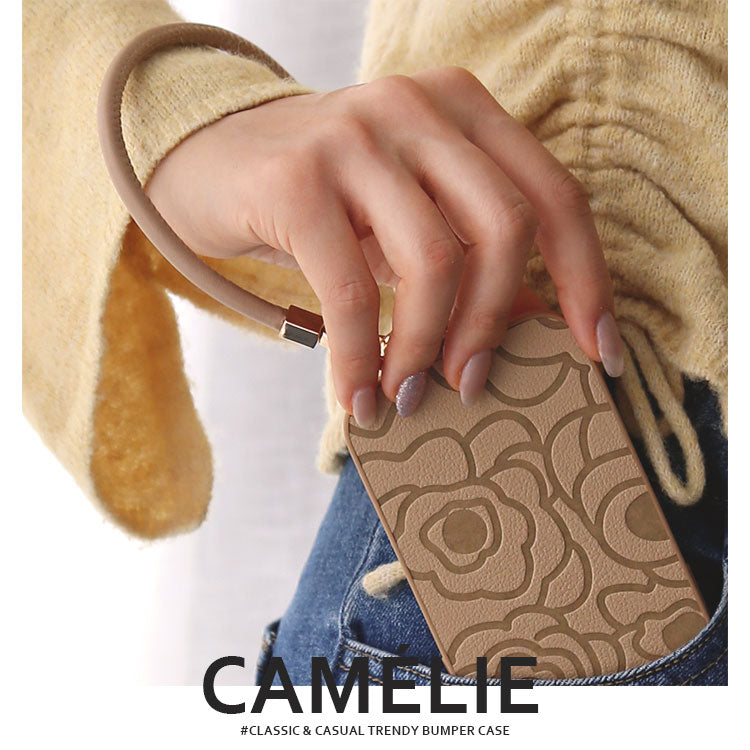 《選べる単品 or リストストラップセット（ショルダー特典つき）》カメリア柄 iPhoneケース｜【CAMÉLIE】大人かわいい10色展開