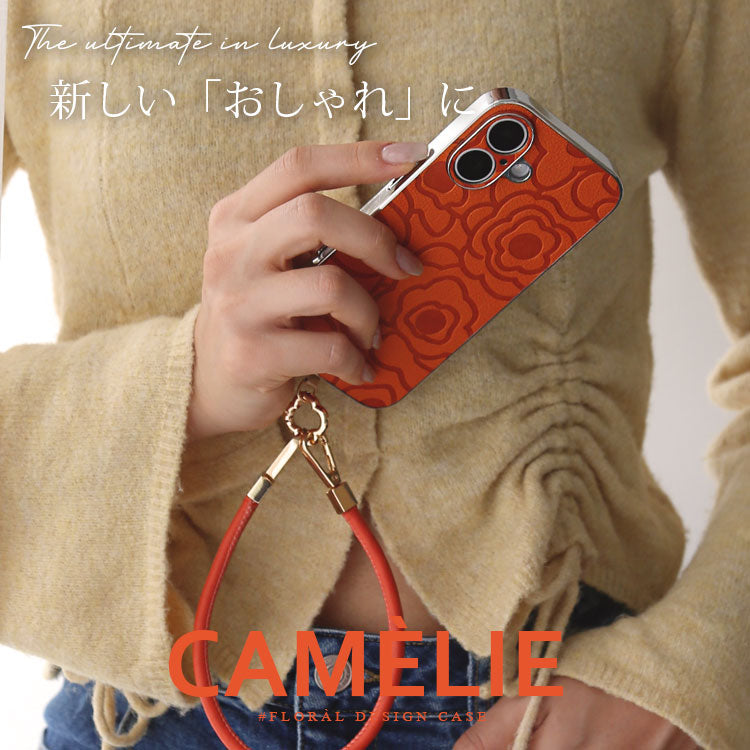 《選べる単品 or リストストラップセット（ショルダー特典つき）》カメリア柄 iPhoneケース｜【CAMÉLIE】大人かわいい10色展開