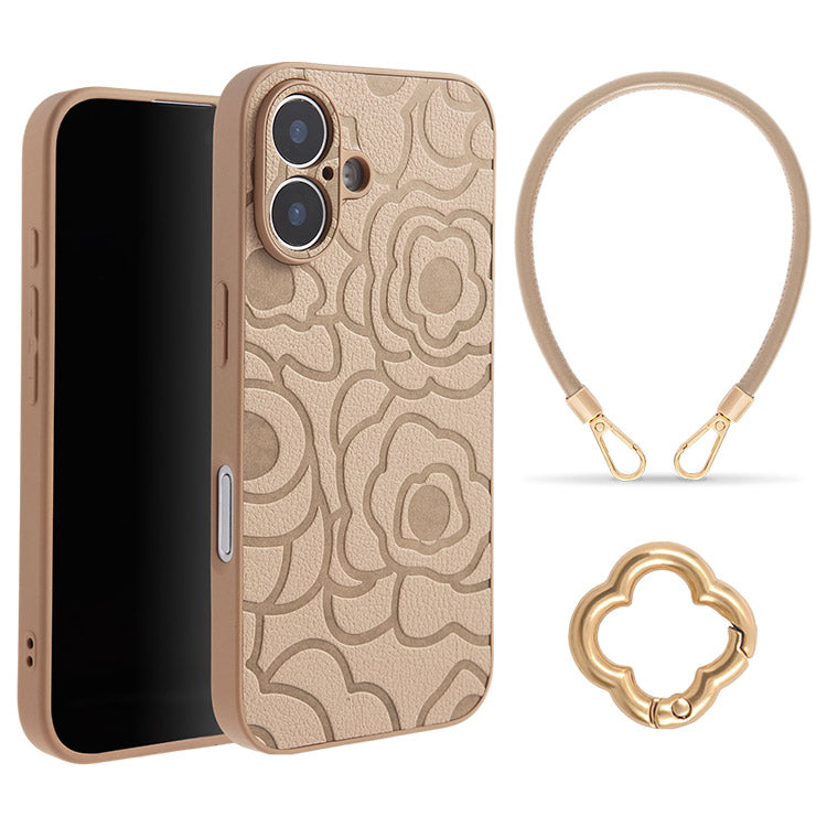 《選べる単品 or リストストラップセット（ショルダー特典つき）》カメリア柄 iPhoneケース｜【CAMÉLIE】大人かわいい10色展開