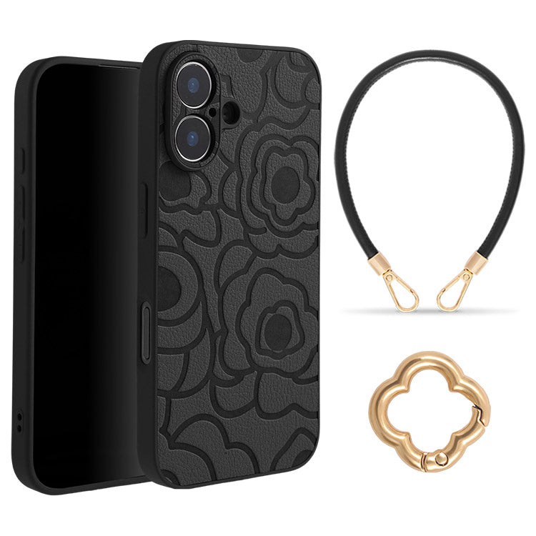 《選べる単品 or リストストラップセット（ショルダー特典つき）》カメリア柄 iPhoneケース｜【CAMÉLIE】大人かわいい10色展開