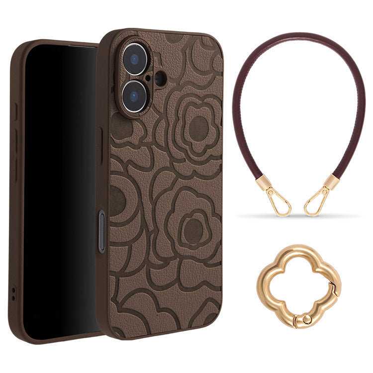 《選べる単品 or リストストラップセット（ショルダー特典つき）》カメリア柄 iPhoneケース｜【CAMÉLIE】大人かわいい10色展開