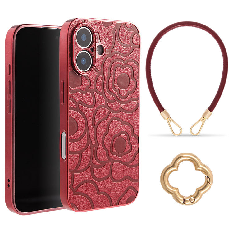 《選べる単品 or リストストラップセット（ショルダー特典つき）》カメリア柄 iPhoneケース｜【CAMÉLIE】大人かわいい10色展開