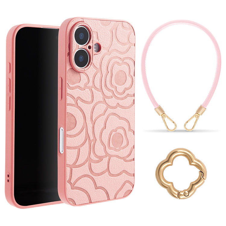 《選べる単品 or リストストラップセット（ショルダー特典つき）》カメリア柄 iPhoneケース｜【CAMÉLIE】大人かわいい10色展開