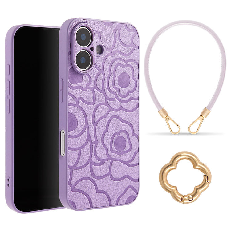 《選べる単品 or リストストラップセット（ショルダー特典つき）》カメリア柄 iPhoneケース｜【CAMÉLIE】大人かわいい10色展開