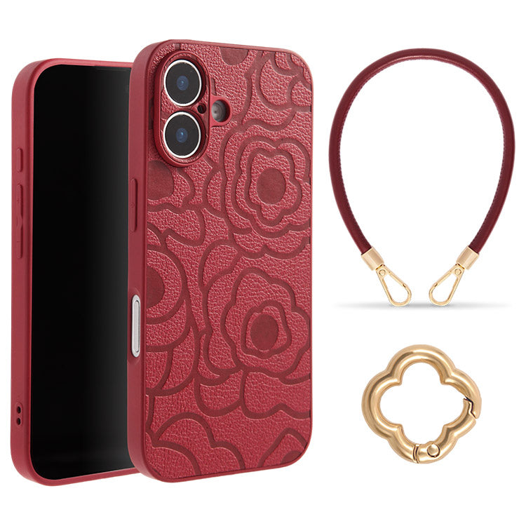 《選べる単品 or リストストラップセット（ショルダー特典つき）》カメリア柄 iPhoneケース｜【CAMÉLIE】大人かわいい10色展開