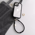リボンハンドストラップ付き｜くすみカラー｜背面クリアiPhoneケース