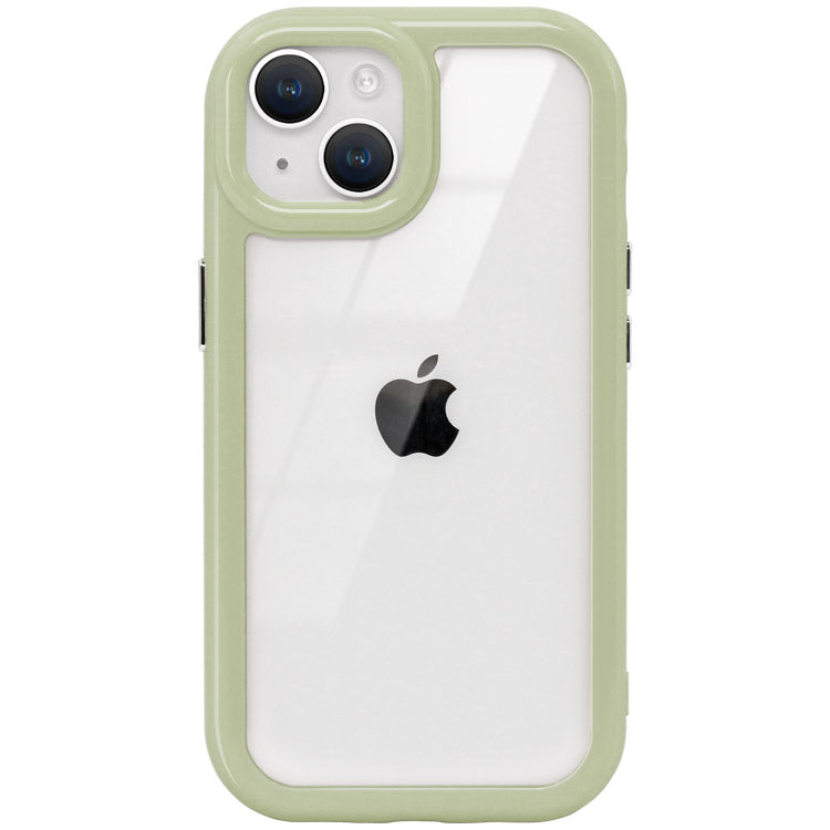 くすみカラー背面クリアハイブリッドiPhoneケース