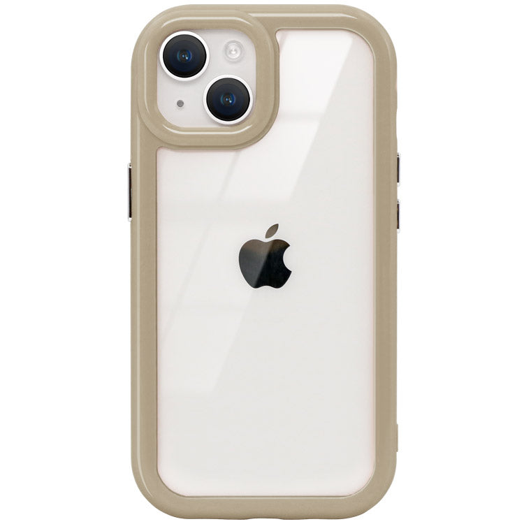 くすみカラー背面クリアハイブリッドiPhoneケース