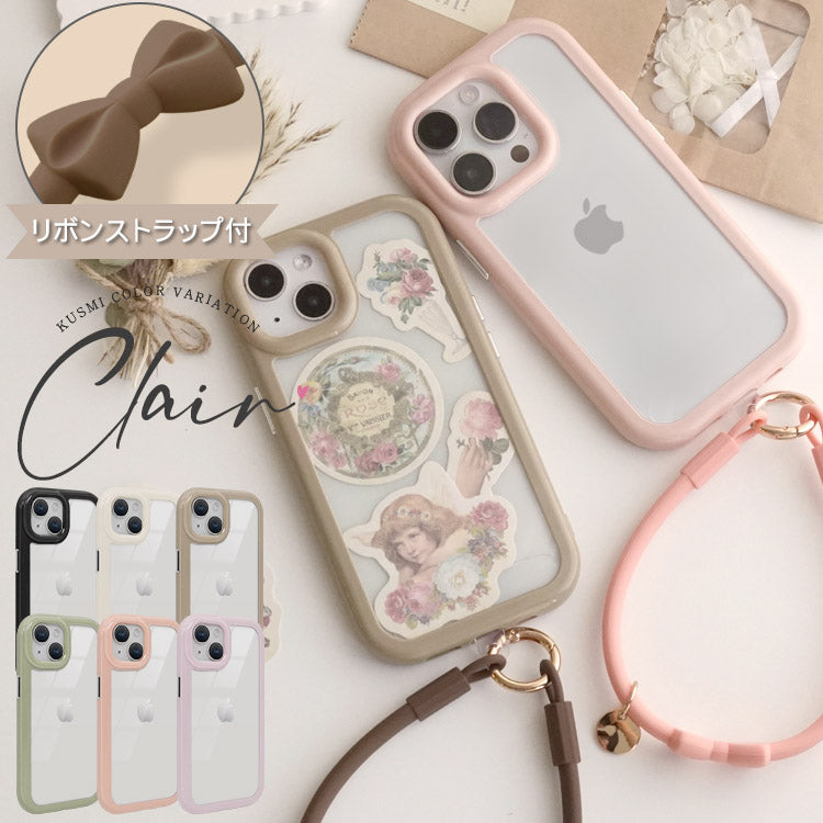 リボンハンドストラップ付きiPhoneケース