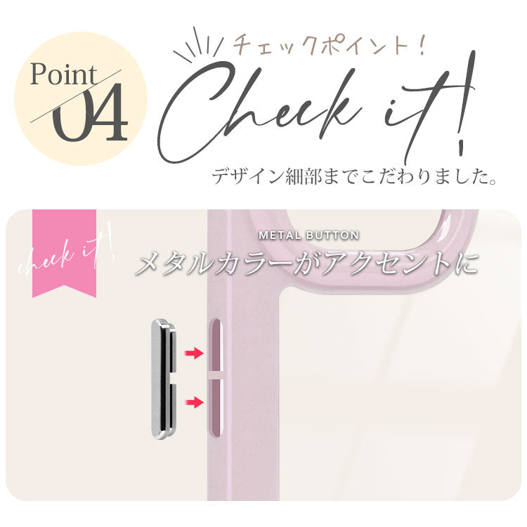 リボンハンドストラップ付き｜くすみカラー｜背面クリアiPhoneケース