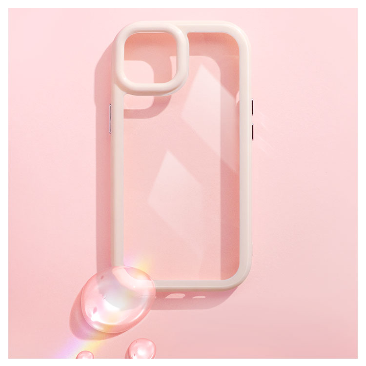 くすみカラー背面クリアハイブリッドiPhoneケース