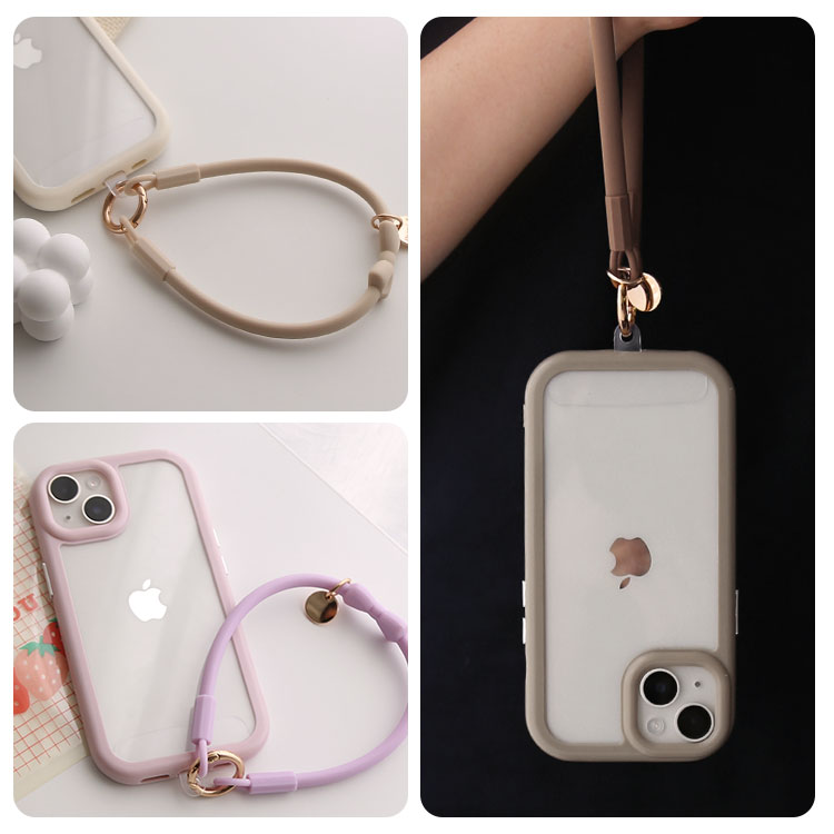 リボンハンドストラップ付きiPhoneケース