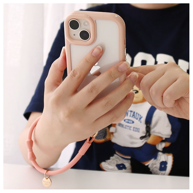 リボンハンドストラップ付きiPhoneケース