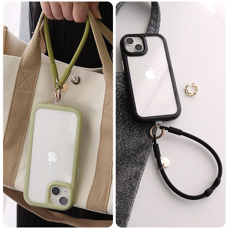 くすみカラー背面クリアハイブリッドiPhoneケース