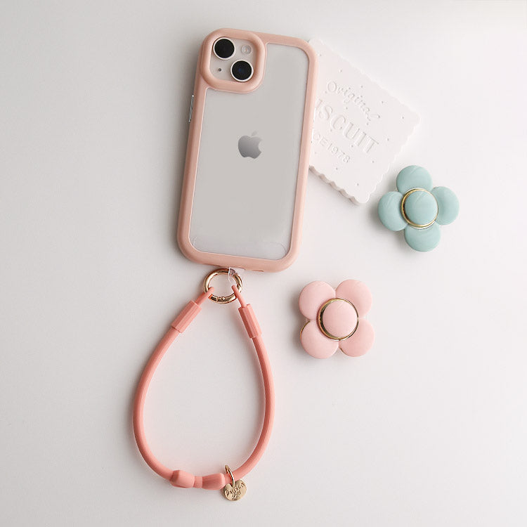リボンハンドストラップ付きiPhoneケース