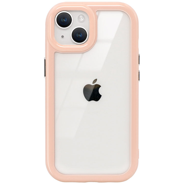 くすみカラー背面クリアハイブリッドiPhoneケース