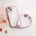 リボンハンドストラップ付き｜くすみカラー｜背面クリアiPhoneケース